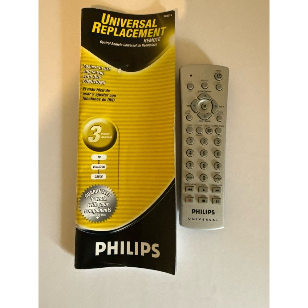 Philips Universal Remote Control PH301S For DVD VCR TV Genuine Tested Works OEM